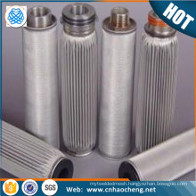 20 40 60 micron oil filter element stainless steel pleated cylindrical cartridge